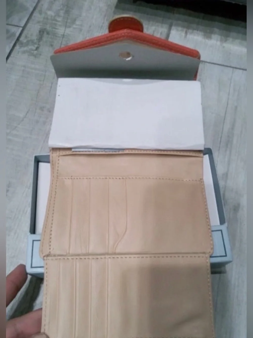 Liz Claiborne Coral-Orange Leather Envelope Wallet